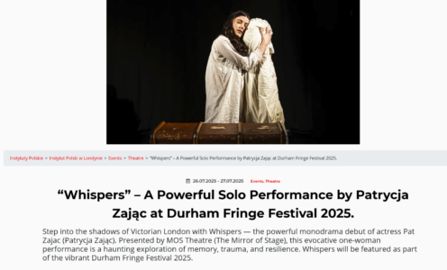 Polish Cultural Institute London announces WHISPERS on Durham Fringe Festival